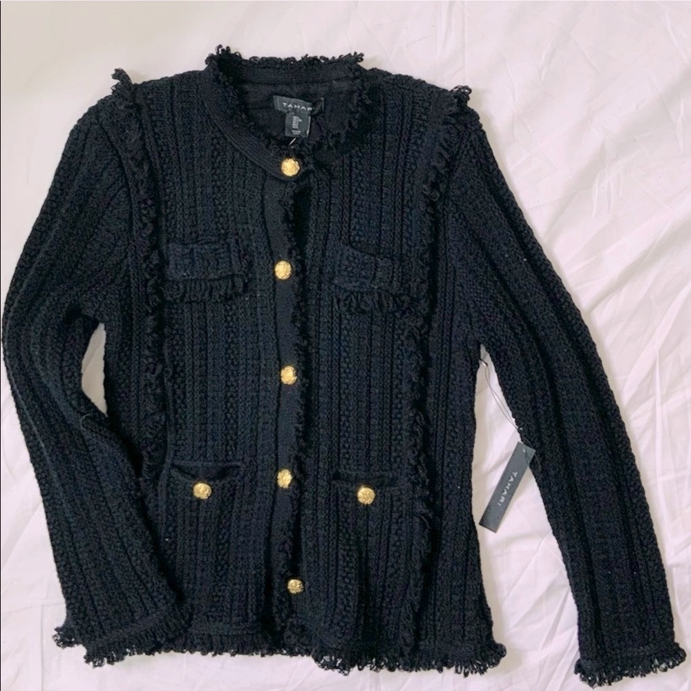 Tahari Sweater Knit Button-up Blazer Jacket NWT